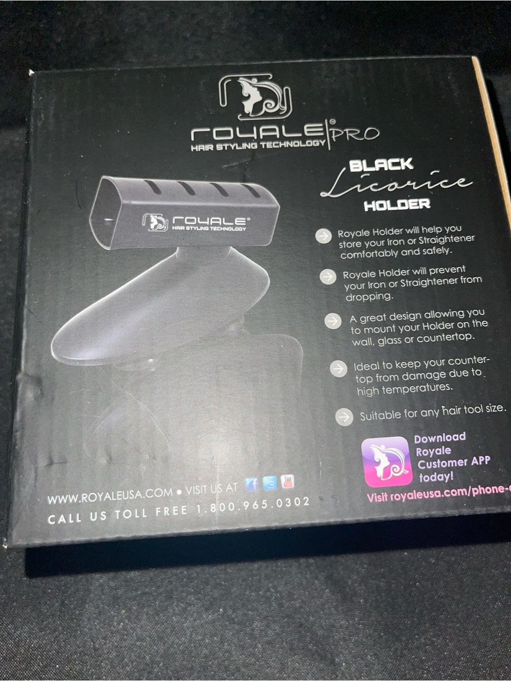 Royale Pro Black straightener Holder – Black Hair Tool Holder NWT
